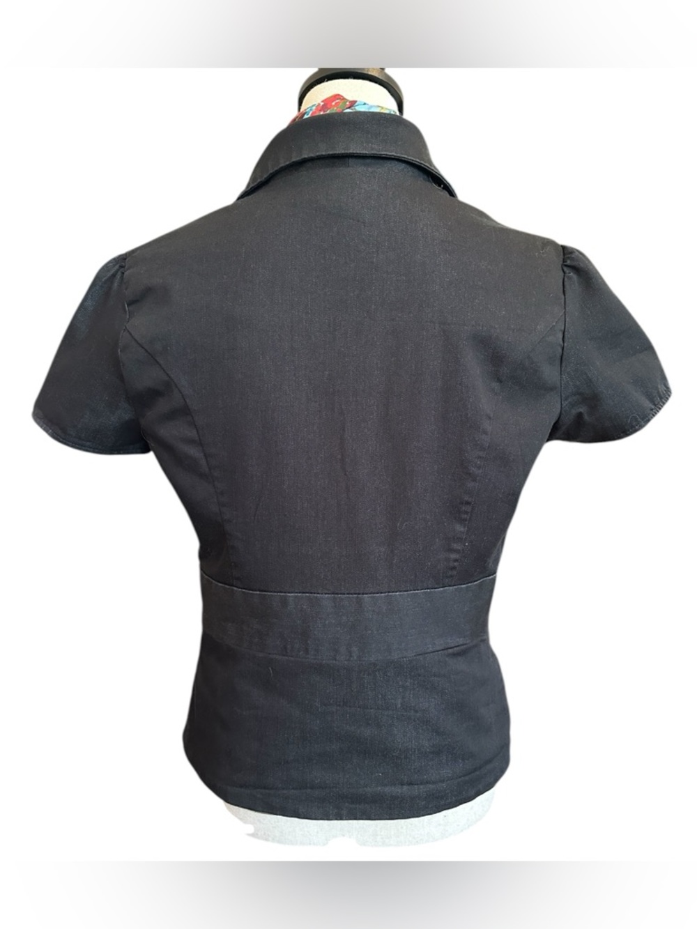 Stooshy Fitted Cropped Stretch Blazer Jacket Black Short Sleeve | Small - Picture 3 of 8